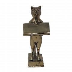 CAT CARD TRAY BRASS GOLD COLORED - STATUES